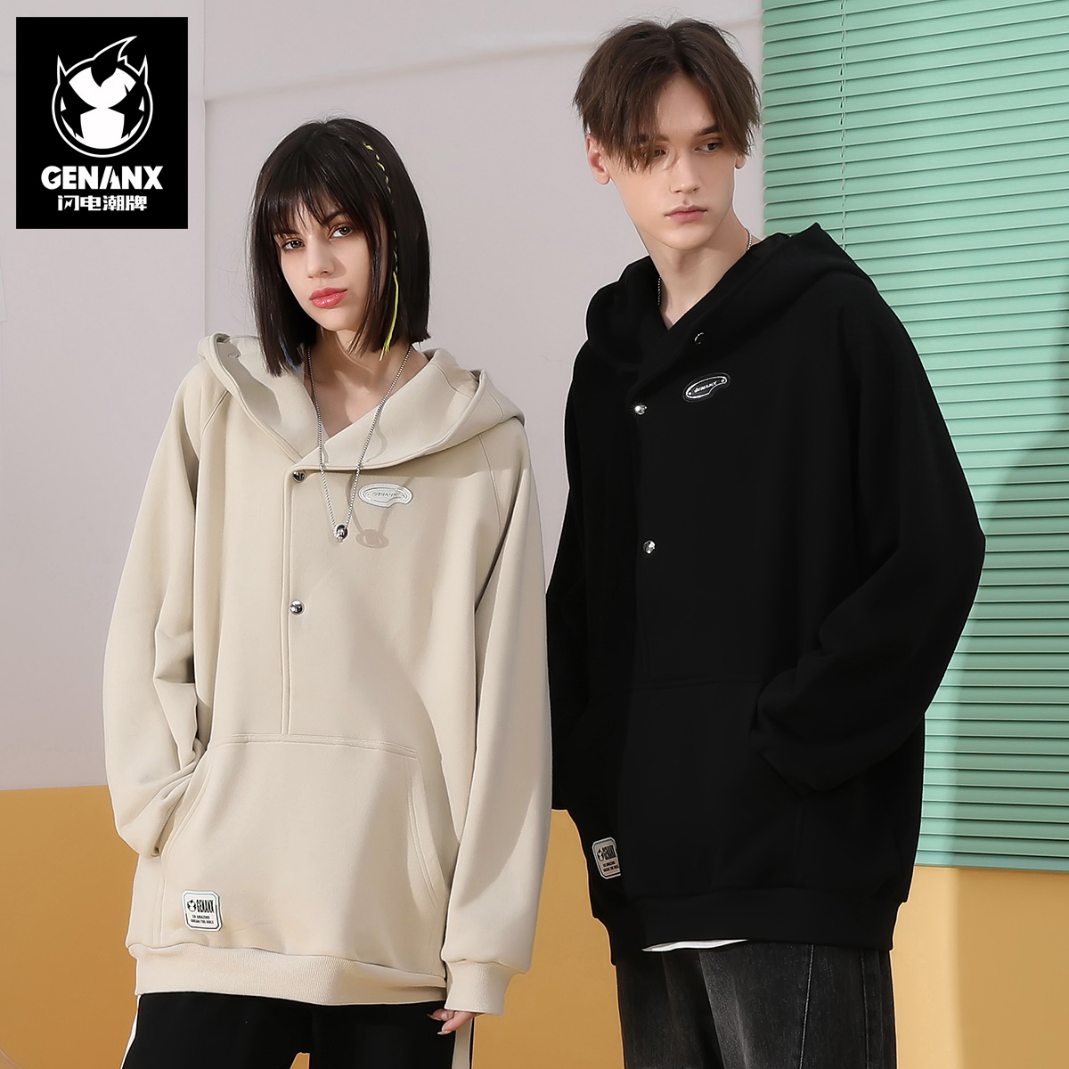 GENANX闪电潮牌冬季新款情侣卫衣