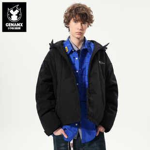 GENANX闪电潮牌2025冬季 厚外套防寒保暖高级感简约90绒羽绒服 新款