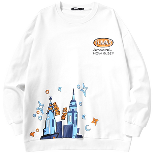 GENANX闪电潮牌卫衣长袖上衣纯棉宽松城堡印花早秋卫衣陈奕恒同款