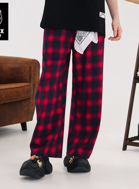 GENANX闪电潮牌2025秋季新款宽松简约复古经典慵懒格纹直筒休闲裤