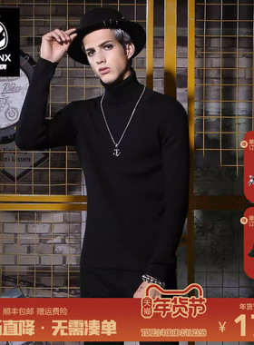 GENANX闪电潮牌黑色内搭打底衫男女秋冬季新款高领针织衫修身毛衣