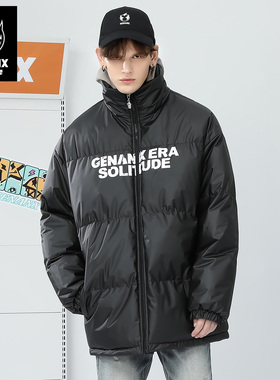 GENANX闪电潮牌冬季新款棉服简约黑色防水面料保暖宽松棉衣外套男