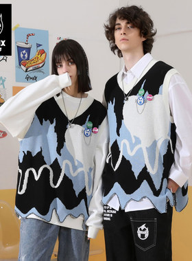 GENANX闪电潮牌武艺同款针织毛衣男女秋冬新款季背心衬衫叠穿马甲