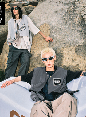 GENANX闪电潮牌美潮户外不规则拼接撞色工装口袋马甲张子墨同款