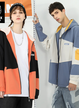 GENANX闪电潮牌街头拼接户外运动服工装风抽绳下摆无性别外套连帽