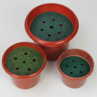 经济款仿真花盆10-17cm塑料花盆带盖清明节祭祀坟头花圣诞假花盆