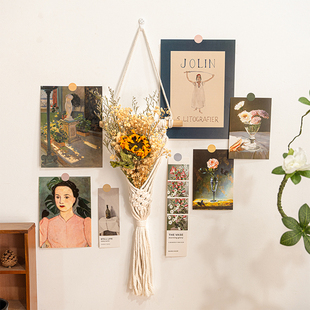 ins复古艺术干花卡片挂毯套件毛毡板装 饰背景墙挂饰床头立体壁挂