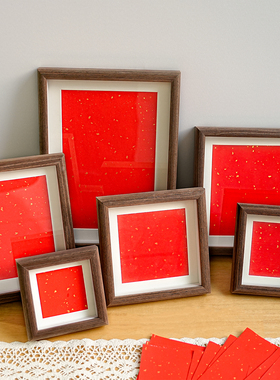 DIY自己书写相框红色洒金宣纸手写书法摆台中式桌面摆件环创礼物