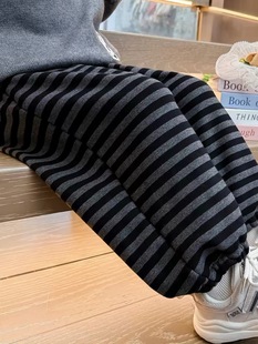 男女童条纹裤子2026春秋新款休闲束脚显瘦哈伦卫裤儿童运动长裤