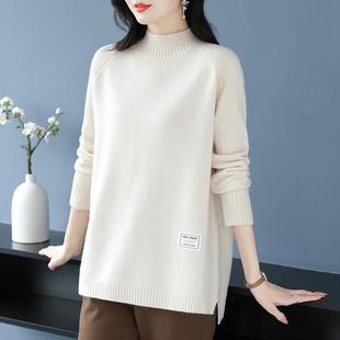 两边开叉毛衣新款女士冬季肥胖mm加大码宽松针织毛打底衫