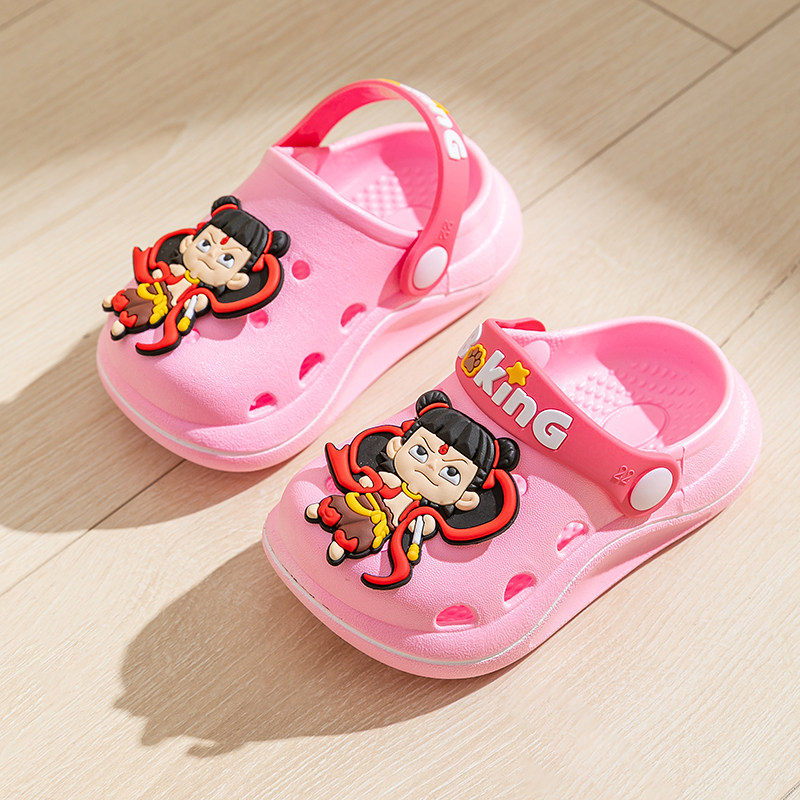 哪吒卡通儿童防滑透气洞洞鞋