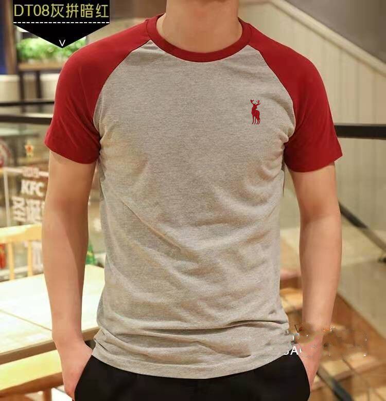 af男士短袖t恤夏季学生百搭插肩袖体恤 拼色圆领上衣服打底衫男装