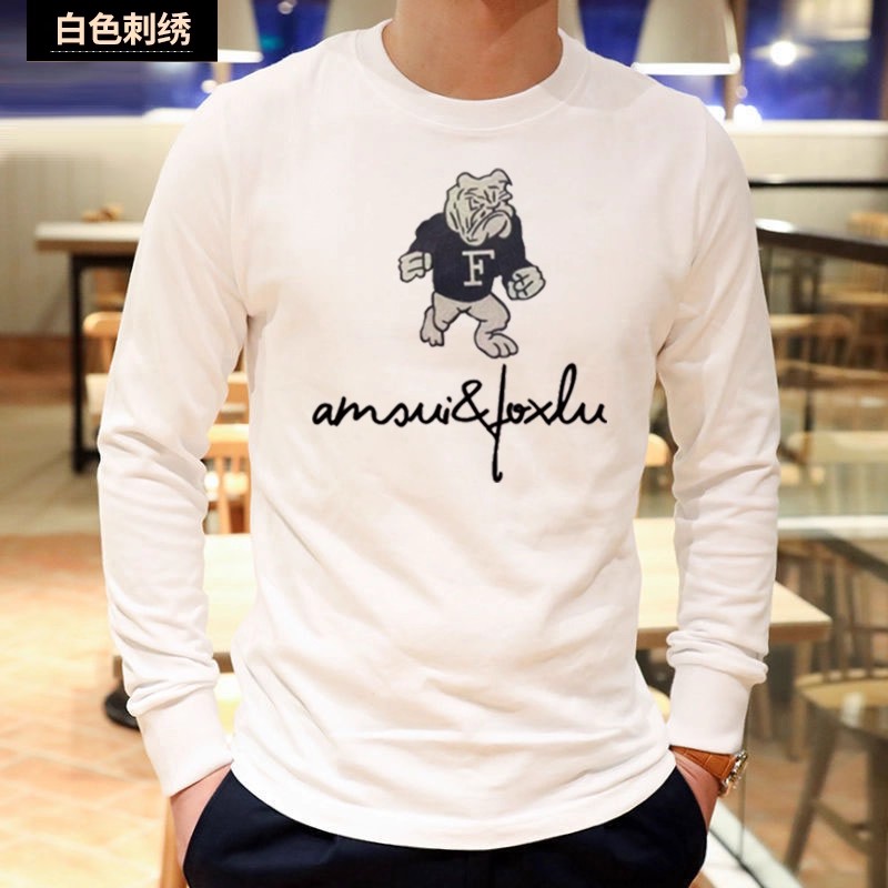 美国长袖af男士纯棉T恤圆领上衣刺绣休闲百搭新款体恤打底修身