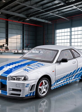 1:24日产尼桑GRTR34合金仿真儿童声光东瀛战车超跑玩具车礼物摆件