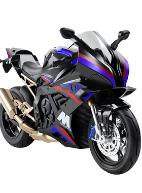 宝马S1000双R摩托车模型玩具仿真合金车男孩机车川崎h2r金属摆件