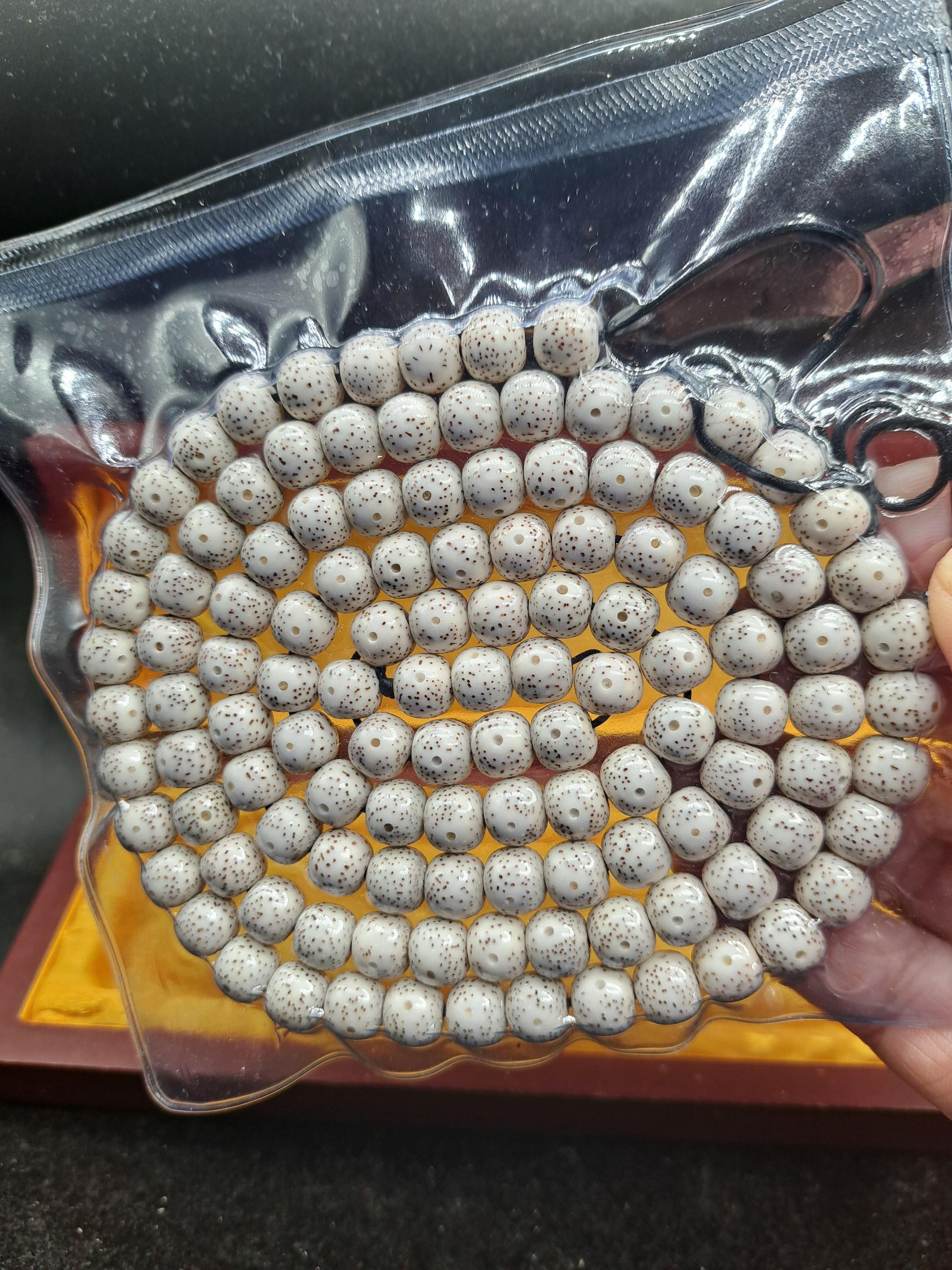 同枝果精选海南星月菩提干磨高密原生态未脱脂原白9-10桶珠120颗