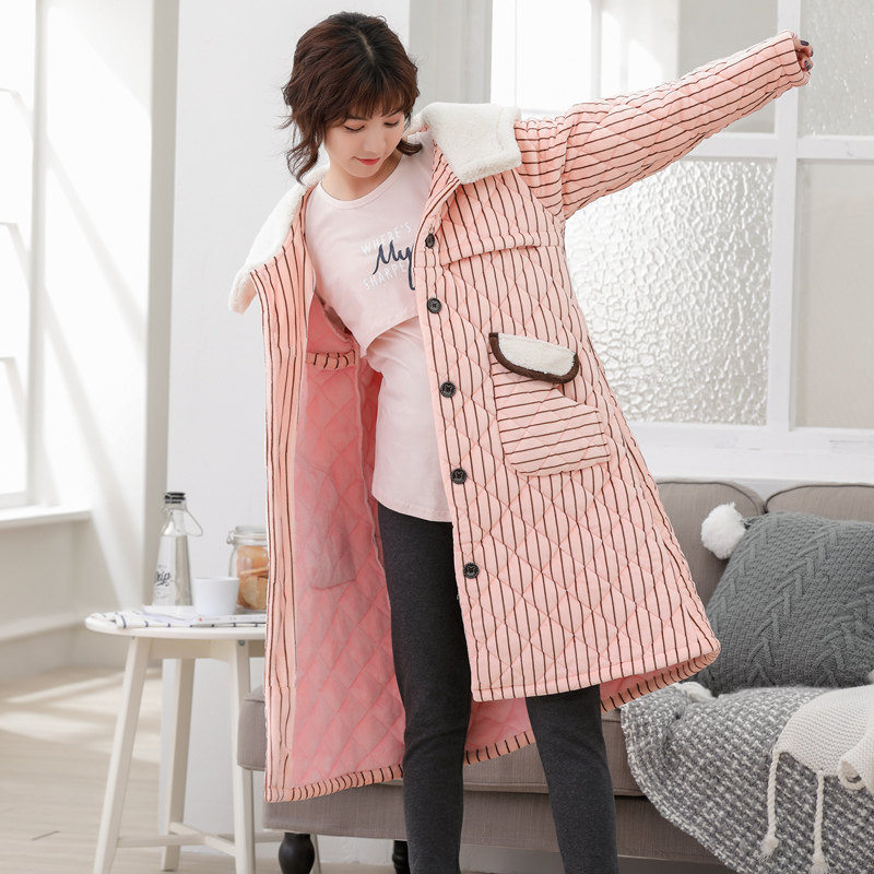 산후 의류 산후 출산 잠옷 가을 겨울 모유 수유 임산부의 두꺼운 산호 벨벳 퀼트 가정 의류 잠옷