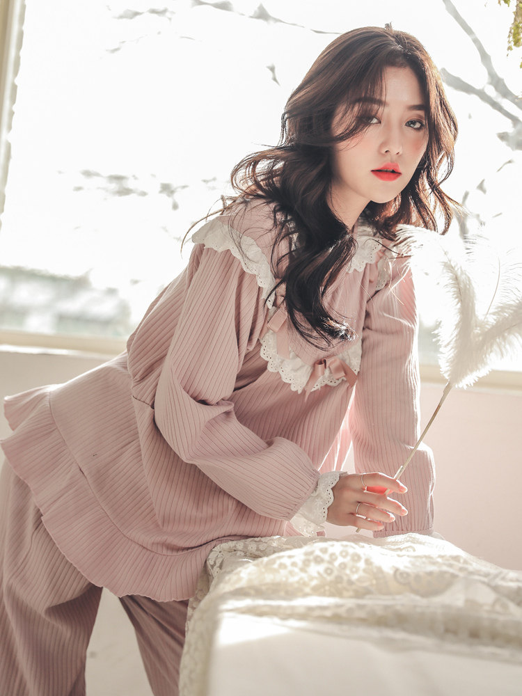 Maternal discharge clothing spring and autumn pure cotton loose nursing suit breastfeeding home service pregnancy confinement clothing maternity pajamas