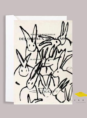 祝你实现一切愿望期待与你同行GAGYLE HARIS的小兔抽象手绘明信片