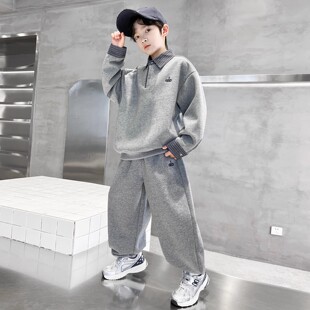 男童春秋款POLO衫套装2026新款秋季卫衣中大童儿童男孩秋装痞帅潮