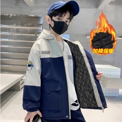 男童外套秋冬款冲锋衣中大童夹棉