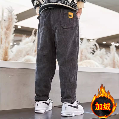男童加绒裤子2025新款一体绒加厚