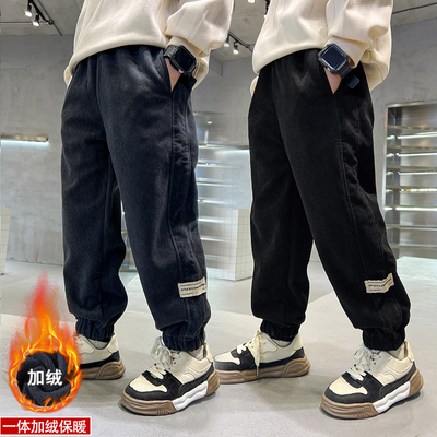儿童加厚灯芯绒裤子男童加绒长裤