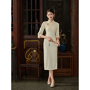 中国风优雅显瘦民国复古日常旗袍仙女连衣裙 复合蕾丝M 3XL秋新款