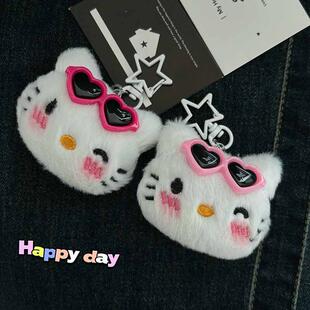 可爱害羞墨镜猫咪包包挂件y2k星星猫咪少女卡通挂饰学生闺蜜礼物