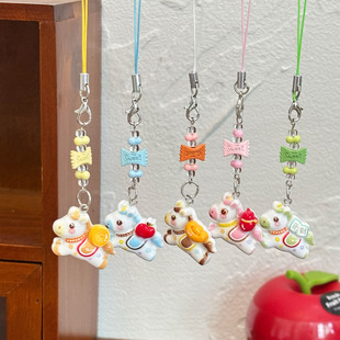 卡通新品马上有钱小马串珠手机绳ins风手机链可爱咕挂链新年礼物