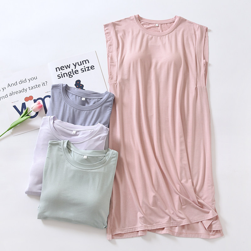 小飞袖莫代尔女士睡裙带胸垫夏季无袖家居睡衣裙中长款显瘦连衣裙,女士内衣/男士内衣/家居服,睡裙,淘宝优惠券,粉丝福利购,淘宝优惠卷