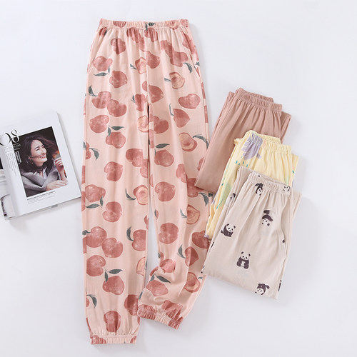 纯棉针织女士长裤收口家居裤外穿