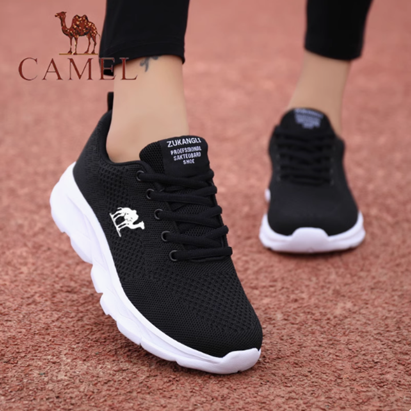 骆驼女鞋春秋款休闲网面鞋