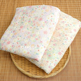半米价 清新小碎花 全棉双层绉纱 童装睡衣包被口水巾浴巾面料