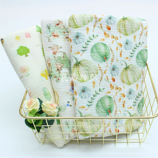 双层棉绉纱布 活性印花  婴幼儿衣服 小毯子面料