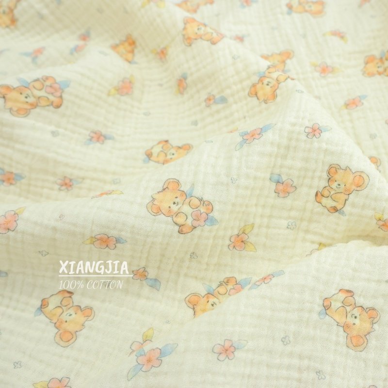 【花瓣小熊】纯棉双层绉纱 母婴级a类围嘴口水巾发圈布料全棉浴巾,居家布艺,海绵垫/布料/面料/手工diy,淘宝优惠券,粉丝福利购,淘宝优惠卷