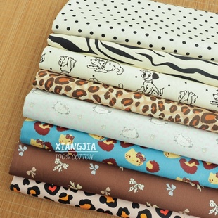 半米价 全棉斜纹纱卡  复古豹纹卡通kt  包包沙发巾外套diy面料