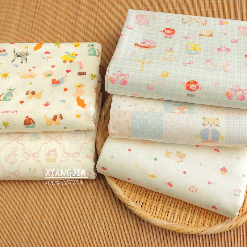 【日系清新萌宠绘卷】梭织40支府绸全棉面料儿童宠物手作DIY