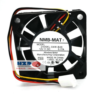 原装NMB 2406KL-04W-B49 6015 12V 0.17A散热风扇6CM3线