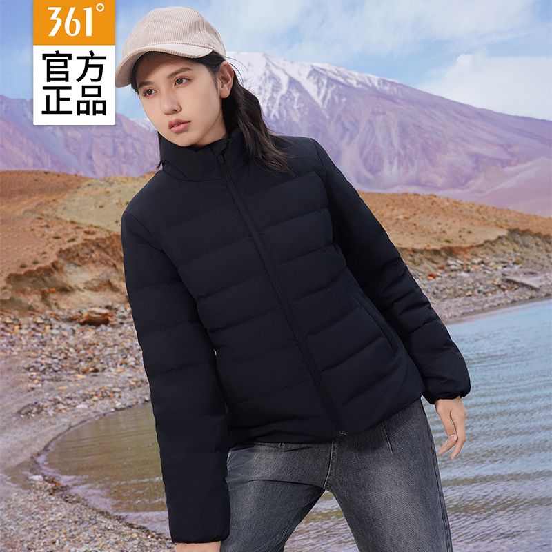 361黑色轻薄立领保暖防风羽绒服