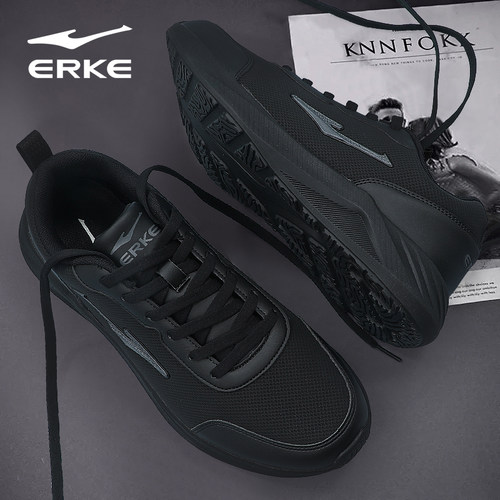 超轻黑色训练百搭厚底鞋鸿星尔克