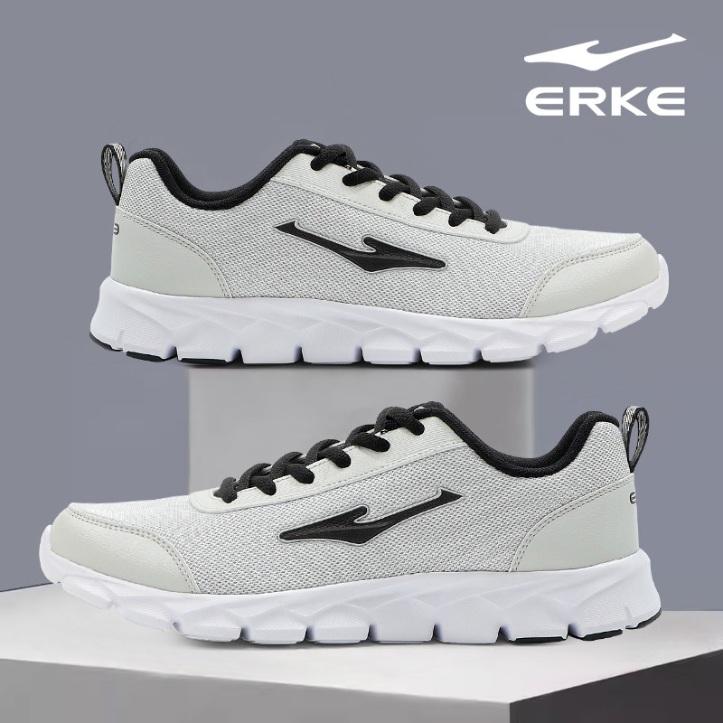 鸿星尔克男鞋运动鞋正品2026春季新款男士软底增高舒适灰色跑步鞋