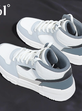 361男鞋高帮板鞋2025冬季新款皮面防水灰色潮流青少年百搭运动鞋