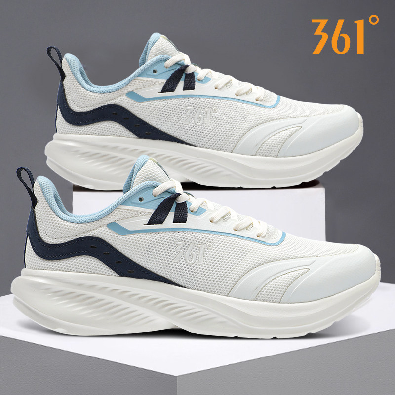 361运动鞋男鞋正品2026春季新款白色厚底舒适网面缓震软底跑步鞋