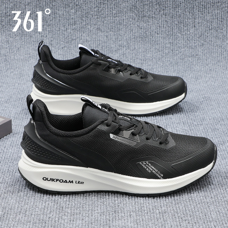 361男鞋运动鞋2026春季新款黑色透气减震网面超轻软底男士跑步鞋
