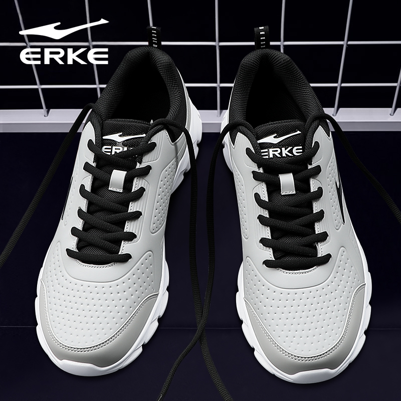 鸿星尔克皮面跑步鞋男鞋