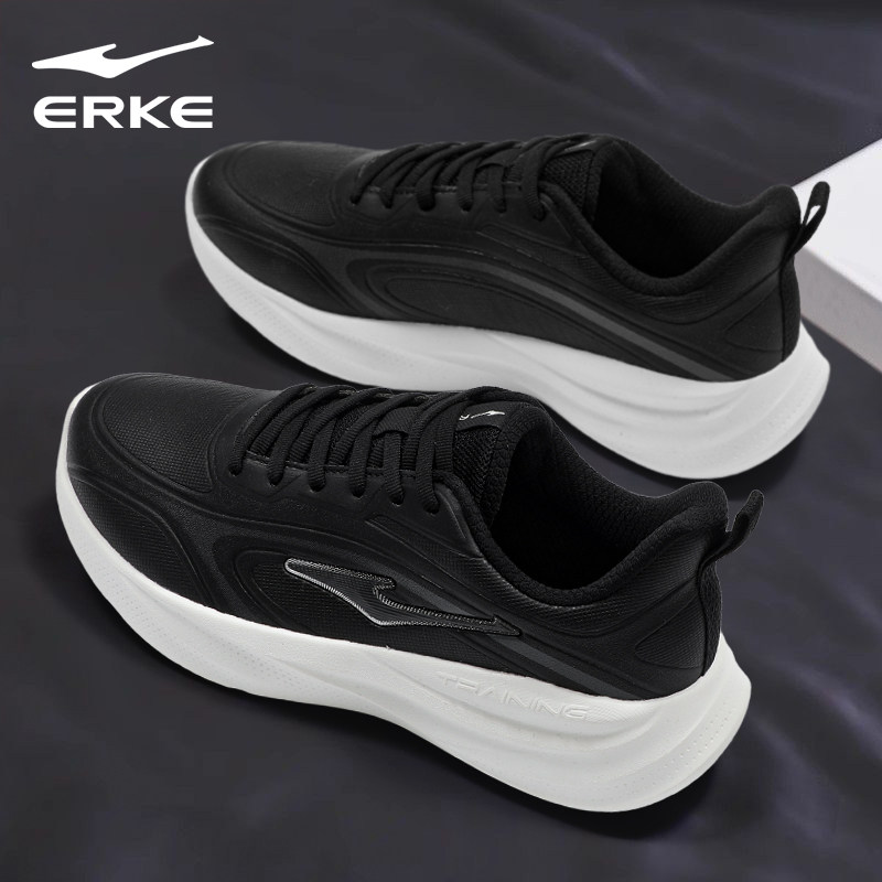 鸿星尔克跑步鞋男款2026春季新款轻便透气健身黑色回弹正品运动鞋