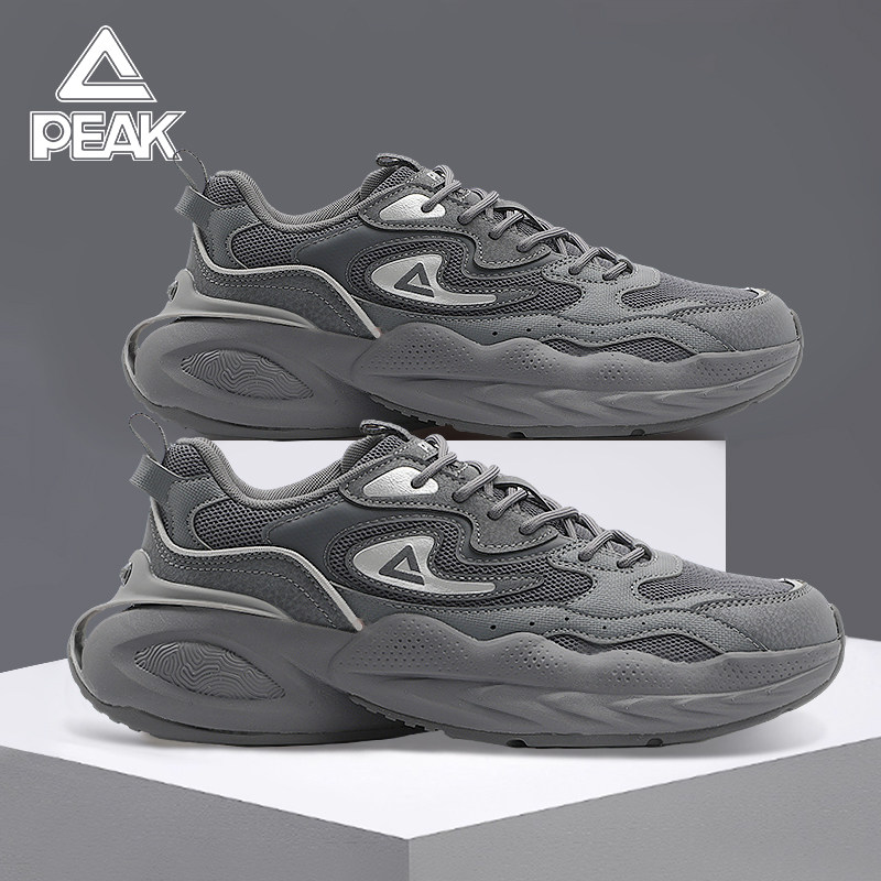 匹克官网旗舰店男鞋2026夏季新款透气灰色网面增高户外男士老爹鞋