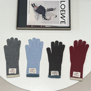 针织手套男女冬季保暖分指触屏手套多色可选防寒