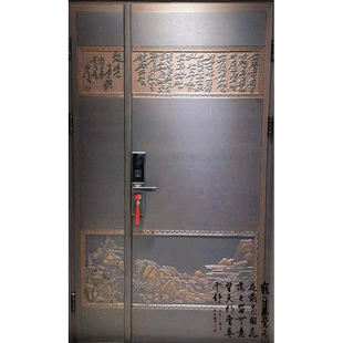 精雕图灰度图铸铝门庭院门山水江山万里纹理